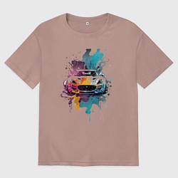 Футболка оверсайз мужская Яркий спортивный автомобиль, цвет: пыльно-розовый
