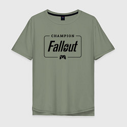 Футболка оверсайз мужская Fallout gaming champion: рамка с лого и джойстиком, цвет: авокадо