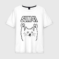 Футболка оверсайз мужская Sum41 - rock cat, цвет: белый