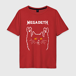 Футболка оверсайз мужская Megadeth rock cat, цвет: красный