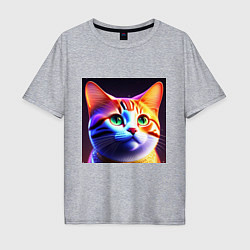 Футболка оверсайз мужская Милый котик с большими глазами, цвет: меланж