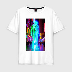Мужская футболка оверсайз Neon dude in the night city