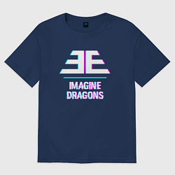 Футболка оверсайз мужская Imagine Dragons glitch rock, цвет: тёмно-синий