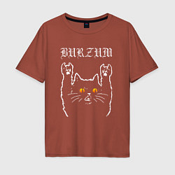 Футболка оверсайз мужская Burzum rock cat, цвет: кирпичный