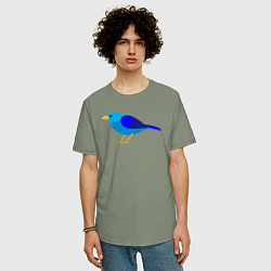 Футболка оверсайз мужская Синяя птичка, цвет: авокадо — фото 2