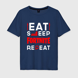 Мужская футболка оверсайз Надпись eat sleep Fortnite repeat