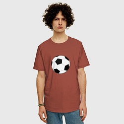 Футболка оверсайз мужская Футбольный мячик, цвет: кирпичный — фото 2