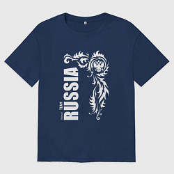 Футболка оверсайз мужская Национальная сборная: Russia national team, цвет: тёмно-синий