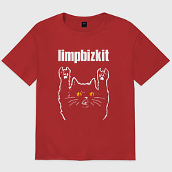 Футболка оверсайз мужская Limp Bizkit rock cat, цвет: красный