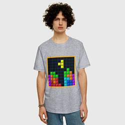 Футболка оверсайз мужская Tetris, цвет: меланж — фото 2