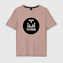 Мужская футболка оверсайз Тетрис на фоне круга