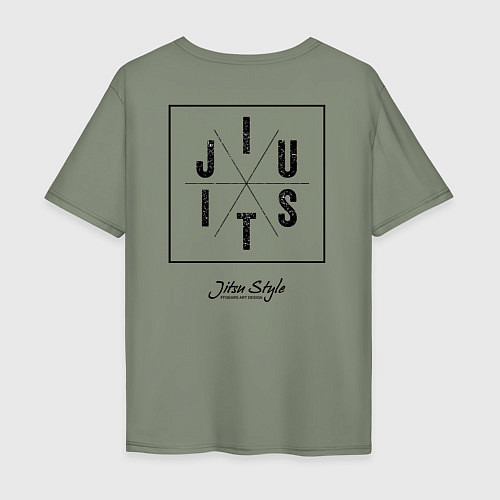 Мужская футболка оверсайз Jiu-Jitsu Collage / Авокадо – фото 2