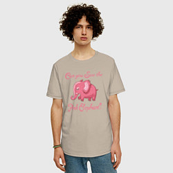 Футболка оверсайз мужская Ты видишь розового слона?, цвет: миндальный — фото 2