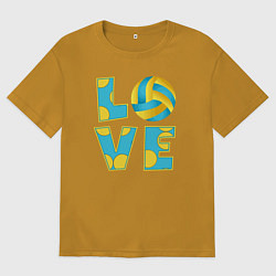 Футболка оверсайз мужская Volleyball love, цвет: горчичный
