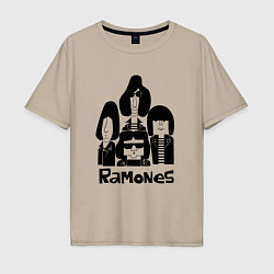 Футболка оверсайз мужская Ramones панк рок группа, цвет: миндальный