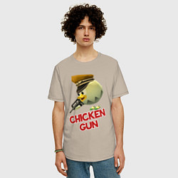 Футболка оверсайз мужская Chicken Gun logo, цвет: миндальный — фото 2