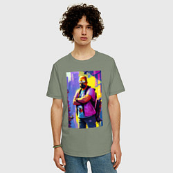 Футболка оверсайз мужская Homer Simpson - city fantasy, цвет: авокадо — фото 2