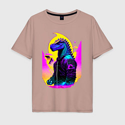 Футболка оверсайз мужская Cool dinosaur - cyberpunk - neural network, цвет: пыльно-розовый
