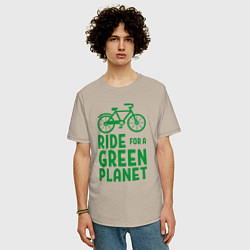 Футболка оверсайз мужская Ride for a green planet, цвет: миндальный — фото 2