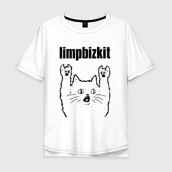 Футболка оверсайз мужская Limp Bizkit - rock cat, цвет: белый
