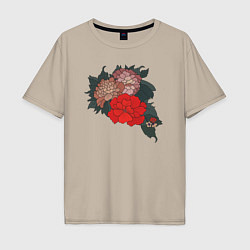 Мужская футболка оверсайз Цветы Irezumi