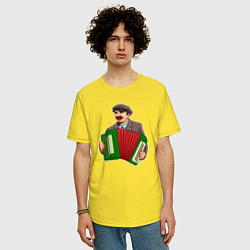 Футболка оверсайз мужская Ленин на баяне, цвет: желтый — фото 2