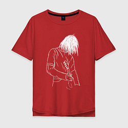 Футболка оверсайз мужская Kurt Cobain grunge, цвет: красный