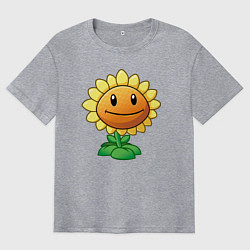 Футболка оверсайз мужская Подсолнух красивый, цвет: меланж