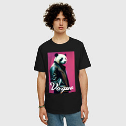 Футболка оверсайз мужская Панда - модный чувак, цвет: черный — фото 2