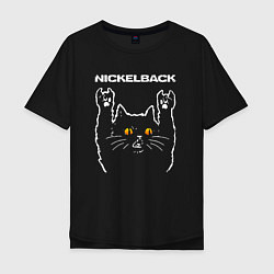 Футболка оверсайз мужская Nickelback rock cat, цвет: черный