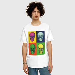 Футболка оверсайз мужская Psychedelic skulls, цвет: белый — фото 2