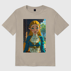 Футболка оверсайз мужская The legend of Zelda - ahegao art, цвет: миндальный