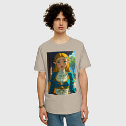 Футболка оверсайз мужская The legend of Zelda - ahegao art, цвет: миндальный — фото 2