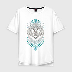 Футболка оверсайз мужская Русский медведь - славянский символ, цвет: белый