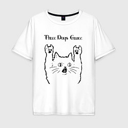 Футболка оверсайз мужская Three Days Grace - rock cat, цвет: белый