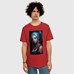 Футболка оверсайз мужская Jinx art Arcane League of Legends, цвет: красный — фото 2