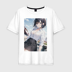 Мужская футболка оверсайз Anime girl in town