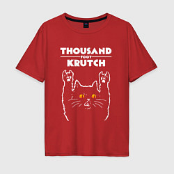 Футболка оверсайз мужская Thousand Foot Krutch rock cat, цвет: красный