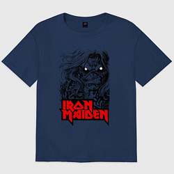 Футболка оверсайз мужская Iron Maiden eyes, цвет: тёмно-синий