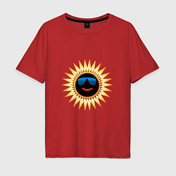 Футболка оверсайз мужская Солнце в очках, цвет: красный