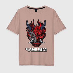 Футболка оверсайз мужская Samurai logo, цвет: пыльно-розовый