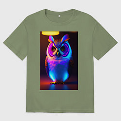 Футболка оверсайз мужская Сова неоновая, цвет: авокадо