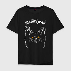 Футболка оверсайз мужская Motorhead rock cat, цвет: черный