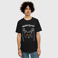 Футболка оверсайз мужская Motorhead rock cat, цвет: черный — фото 2