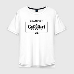 Мужская футболка оверсайз Genshin Impact gaming champion: рамка с лого и джо
