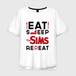 Мужская футболка оверсайз Надпись: eat sleep The Sims repeat