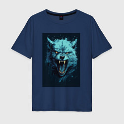 Мужская футболка оверсайз Blue wolf