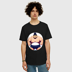 Футболка оверсайз мужская Борец сумо, цвет: черный — фото 2