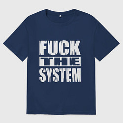 Футболка оверсайз мужская SoD - f**k the system, цвет: тёмно-синий