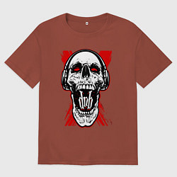 Футболка оверсайз мужская DnB skull, цвет: кирпичный